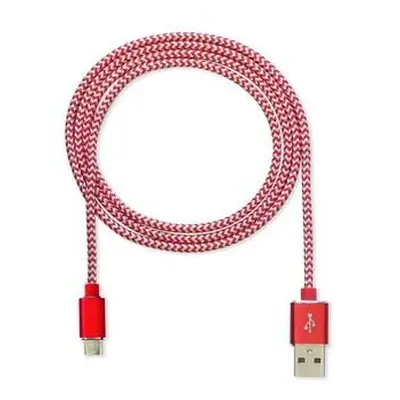 CUBE1 nylon datový kabel USB > microUSB, 2m, Red