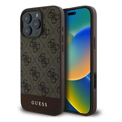 Guess PU 4G Stripe Zadní Kryt pro iPhone 16 Pro Max Brown