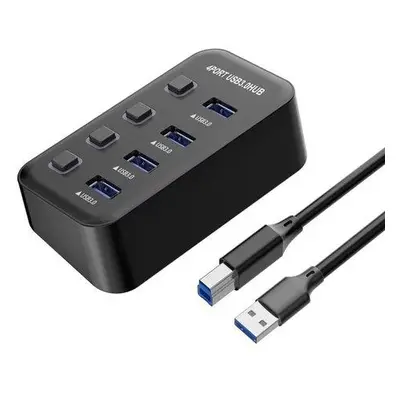 USB 3.2 Superspeed HUB 4-portový s vypínači portů, ku3hub4g