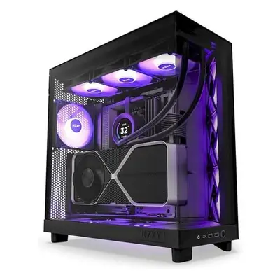 NZXT skříň H6 Flow RGB dvoukomorová / MidT / 3x120mm RGB fan / 2xUSB 3.2 / USB-C / prosklená / č