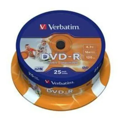 VERBATIM DVD-R 4,7GB/ 16x/ printable/ 25pack/ spindle, 43538