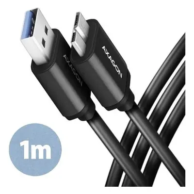 Axagon BUMM3-AM10AB speed Micro-B USB USB-A, USB 3.2 Gen 1, 3A, ALU, tpe, 1m, černý