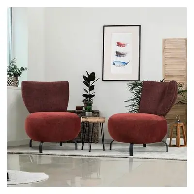 Atelier del Sofa Wing Chair Set Loly Set - Claret Red