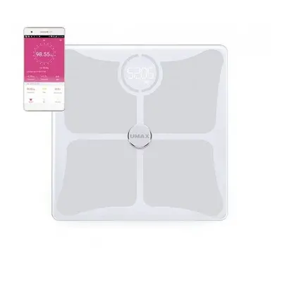 UMAX chytrá váha Smart Scale US10C/ 0,2 – 180 kg/ Bluetooth 4.0/ 14 tělesných parametrů/ čeština