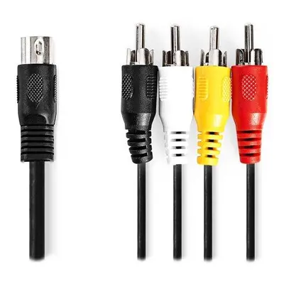 Nedis CAGL20400BK10 - Audiokabel DIN | DIN 5-pin Zástrčka - 4x RCA Zástrčka | 1 m | Černá