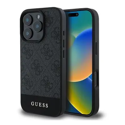 Guess PU 4G Stripe Zadní Kryt pro iPhone 16 Pro Max Grey