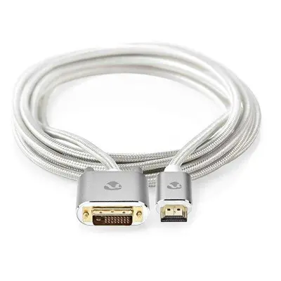 NEDIS PROFIGOLD HDMI kabel/ konektor HDMI - DVI-D 24+1 zástrčka/ bavlna/ stříbrný/ BOX/ 2m, CCTB