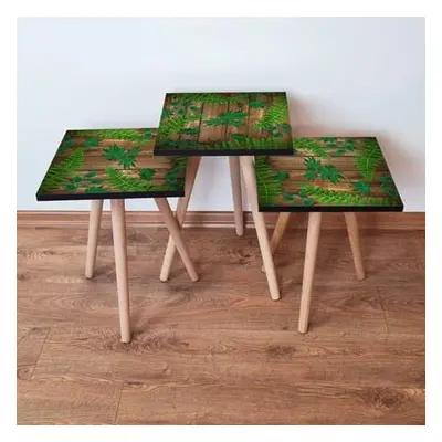 Hanah Home Nesting Table (3 Pieces) 3SHP14 - Green GreenBrown