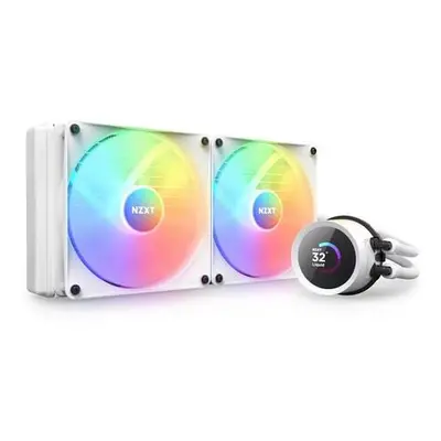 NZXT vodní chladič Kraken 280 RGB / 2x140mm fan / 4-pin PWM / LCD disp. / 6 let / bílý, RL-KR280