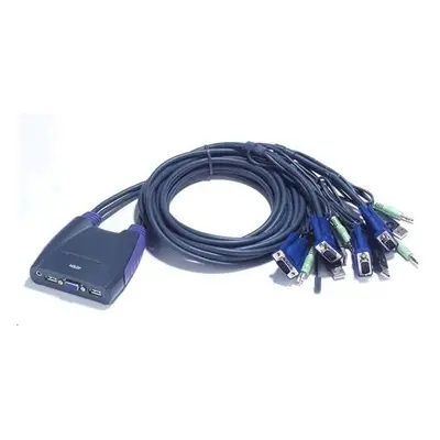 ATEN přepínač KVM 4-port VGA KVMP USB2.0, mini, audio, 0,9m kabely, CS-64US