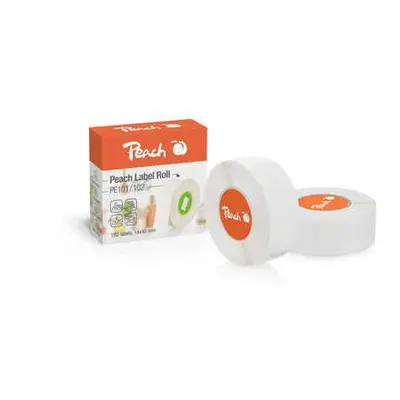 PEACH PE101 - šítky, 15x40mm, 180ks, termální syntetický papír, bílá, PE101