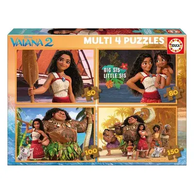 EDUCA Puzzle Vaiana 2, 4v1 (50,80,100,150 dílků)