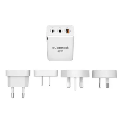 Cubenest Cestovní PD GaN Adaptér 65W S3D1 - (2× USB-C až 65 W, 1× USB-A až 60 W), přepěťová a p