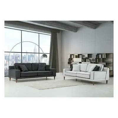 Atelier del Sofa Sofa Set Noir 3+3 - Ares White, Dark Grey Ares WhiteDark Grey