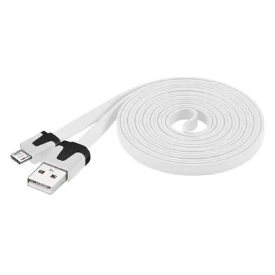 PremiumCord Kabel micro USB 2.0, A-B 2m, plochý PVC kabel, bílý