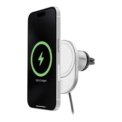 Belkin BOOST CHARGE Qi2 Magnetický držák s nabíjením do auta, 15W, bez adaptéru, šedý, WIC008btG