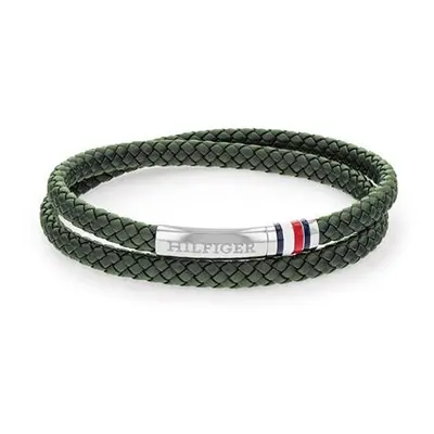 Tommy Hilfiger Zelený kožený náramek s ocelovým zapínáním 2790550