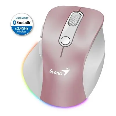 GENIUS Ergo 9000S Pro Pink/ duální Bluetooth + 2,4GHz/ 2400 dpi/ bezdrátová/ 6tlačítková/ tichá/