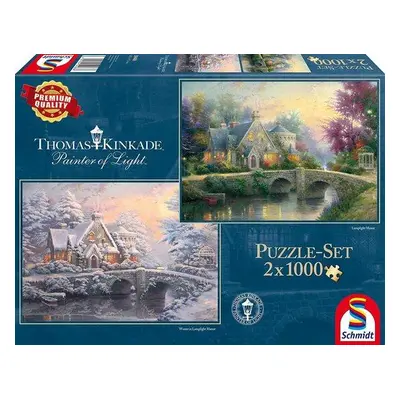 SCHMIDT Puzzle Jaro a zima v Lamplight Manor 2x1000 dílků