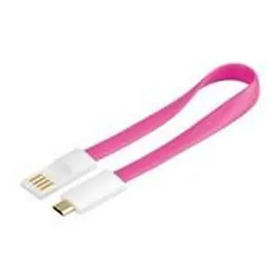 PremiumCord Kabel micro USB 2.0, A-B 0,2m magnetický, barva růžová