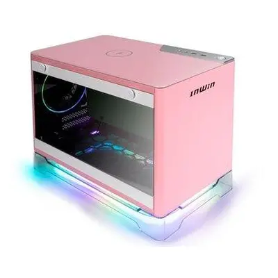 InWin case A1 Plus Pink, 650W PSU GOLD, Mini ITX, Tvrzené sklo, ARGB ventilátory, Qi 10W nabíjec