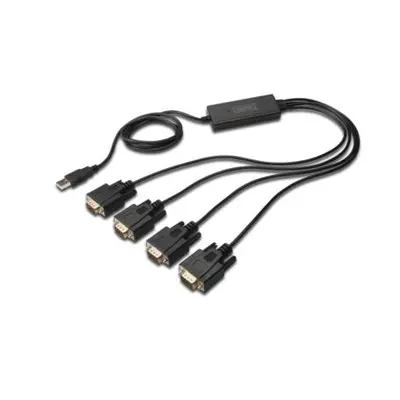 Digitus Adaptér USB na sériový port, RS232 4 x RS232, typ kabelu, Čipset: FT4232H, 1,5 m, DA-701