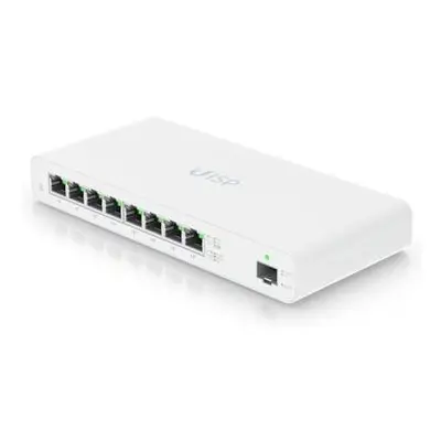 Ubiquiti UISP Switch - 8x Gbit RJ45 port, 1x SFP port, 8x PoE Out 27V, fanless, (PoE budget 110W