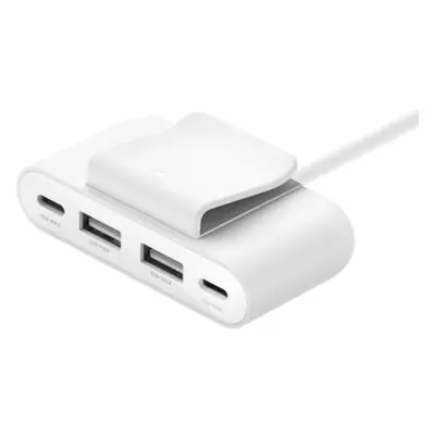 Belkin BoostCharge 4-portový USB rozbočovač, 30W, 2m USB-C kabel, bílý