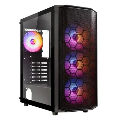 BitFenix skříň Garen / ATX / 4x120mm ARGB fan / 2xUSB 3.0 / USB 2.0 / tvrzené sklo / černá, BFC-