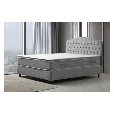 Hanah Home Double Mattress, Base & Headboard Vassi Set 140 x 200 - Grey