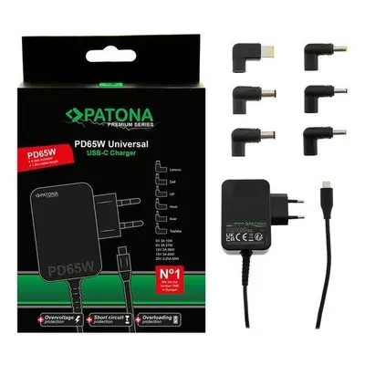 PATONA napájecí adaptér k ntb/ 18,5-20V 65W/ 6 konektorů/ UNI/ USB-C/ Power delivery, PT2649