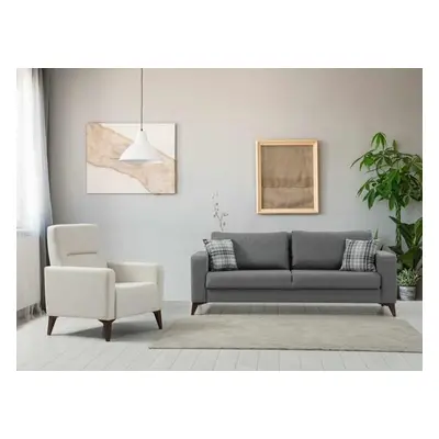 Atelier del Sofa Sofa Set Kristal 3+1 - Dark Grey, Beige Dark GreyBeige