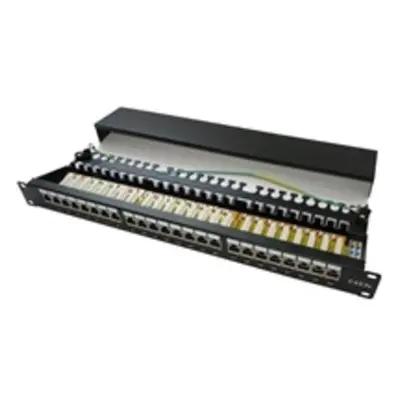 19" Patch panel XtendLan 24port, STP, Cat5E, krone, černý - LED vyhledávání, XL-PP19-24C5ESD-LED