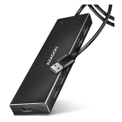 AXAGON HUE-F7A, 7x USB 3.2 Gen 1 ALU FLAT CHARGING hub, micro USB napájecí konektor, kabel USB-A