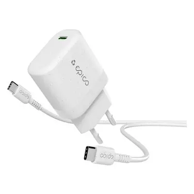 Epico Resolve set 30W GaN nabíjecího adaptéru a USB-C na USB-C kabelu, bílý