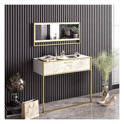 Hanah Home Sideboard Polka Aynalı - White