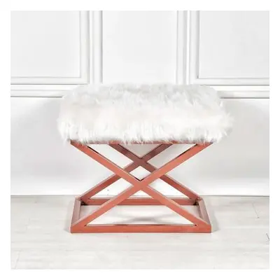 Atelier del Sofa Pouffe Capraz Plush - Copper, White CopperWhite