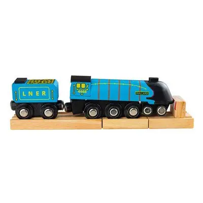 Bigjigs Rail Dřevěná replika lokomotivy Mallard + 3 koleje