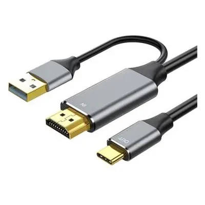 PremiumCord HDMI2.0 na USB-C kabel pro monitory s USB-C konektorem, 4K@60Hz,1080p Aluminium 2m