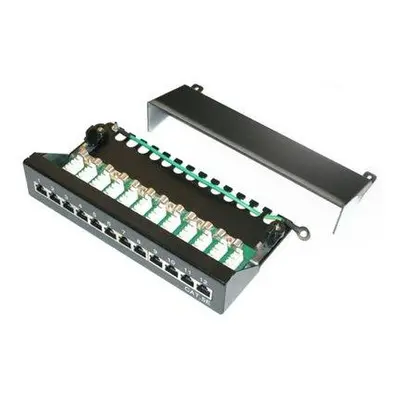 XtendLan Patch panel 10", 1U/12 portů, CAT5e, STP, LSA, s krytem, černá barva, PP0-12C5E-LSA-G