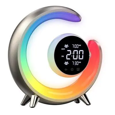 IMMAX LED noční lampička PEACOCK s hodinami/ RGB světlo/ 20W/ 400lm/ 5V/2,1A/ USB port/ zlatá