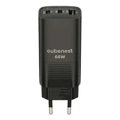 CubeNest S3D0 GaN Adaptér 65W černá - (2× USB-C až 65 W, 1× USB-A až 60 W), přepěťová a podpěťo