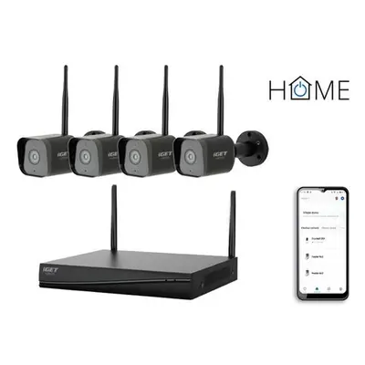 iGET HOME NVR N4C4 - CCTV bezdrátový Wi-Fi set FullHD 1080p, 4CH NVR + 4x kamera 1080p se zvukem