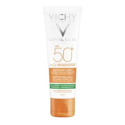 Zmatňující ochranný krém na obličej 3v1 Capital Soleil SPF 50+ (Mattifying 3 in 1) Vichy - 50 ml