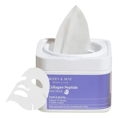 Zpevňující pleťová maska Collagen Peptide (Vital Mask) MARY & MAY - 30 ks