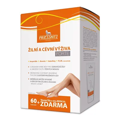 Priessnitz Žilní a cévní výživa Forte 60 tob. + PRIESSNITZ® Žíly a cévy Medical 125 ml ZDARMA Si