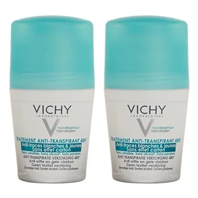 Sada kuličkových antiperspirantů proti bílým a žlutým skvrnám Vichy - 2 x 50 ml