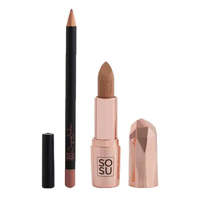 Sada na rty se rtěnkou a konturovací tužkou Let Them Talk Nudist (Lip Kit) SOSU Cosmetics