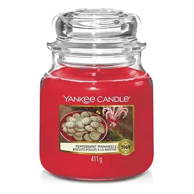 Aromatická svíčka Classic střední Peppermint Pinwheels Yankee Candle - 411 g