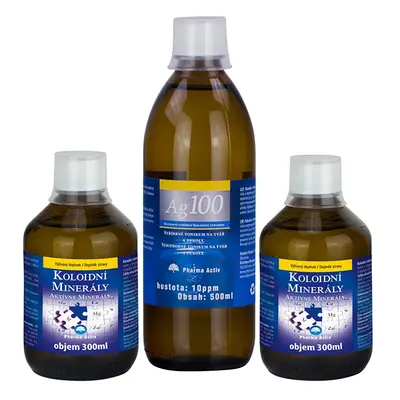 Koloidní minerály 2x 300 ml + Koloidní stříbro Ag100 (10ppm) 500 ml ZDARMA Pharma Activ